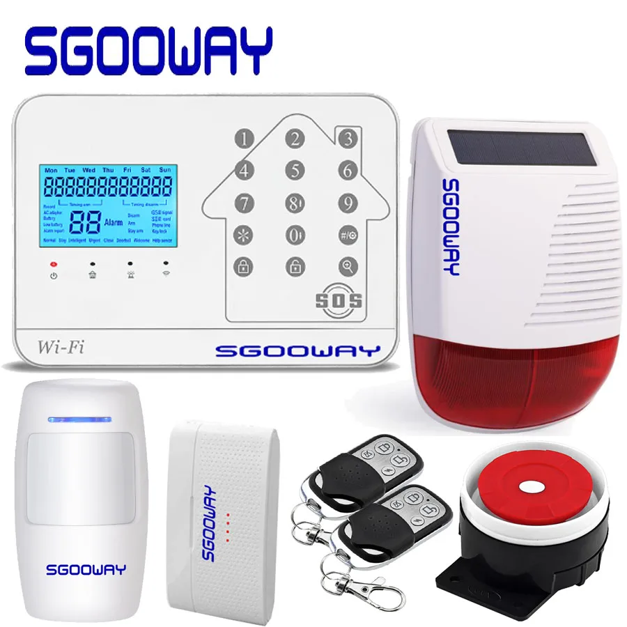 Высокое качество wifi+ GSM+ PSTN беспроводная домашняя система охранной сигнализации Поддержка iOS/Android приложение с солнечной беспроводной мигающей сиреной