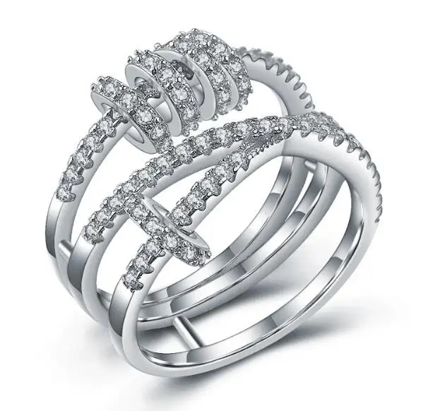 Новое модное роскошное кольцо в виде кольца серебряного цвета с крестом