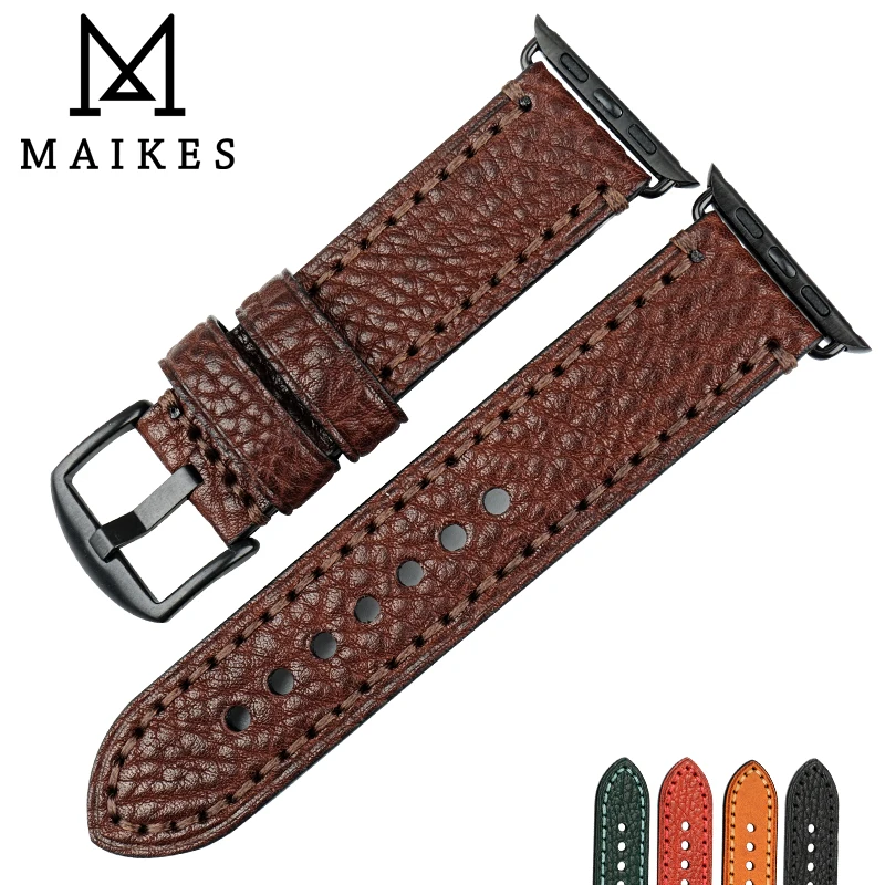 MAIKES кожаные ремешки для часов Apple Watch Band Series 44 мм 40 мм аксессуары для часов Ремешок для часов аpple 42 мм 38 мм iWatch 4 3 2 1