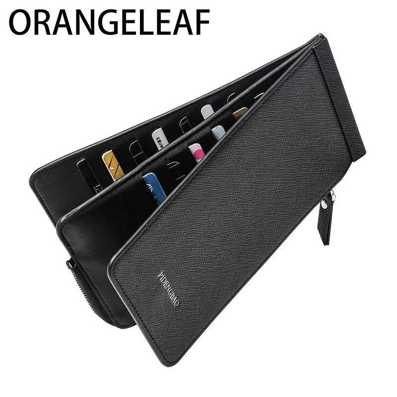 Тонкий длинный многофункциональный кошелек на молнии мужской большой емкости