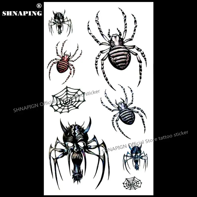 SHNAPIGN Милая паук временная татуировка боди арт на руку флеш тату наклейки 17*10 см водостойкая искусственная