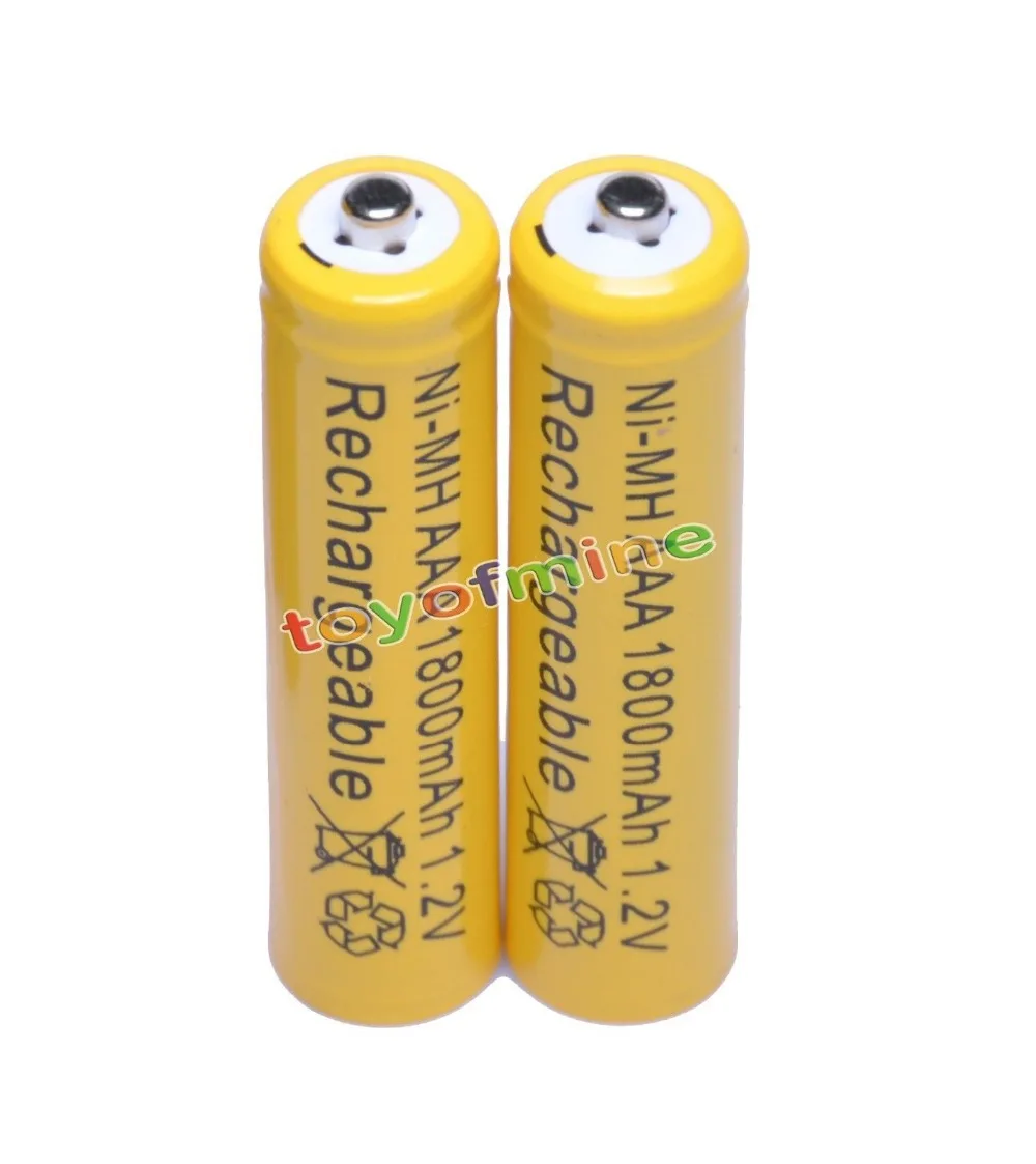 2x AAA 1800 мАч 3A 1 2 в Ni MH желтая аккумуляторная батарея для MP3 RC Toys|Перезаряжаемые