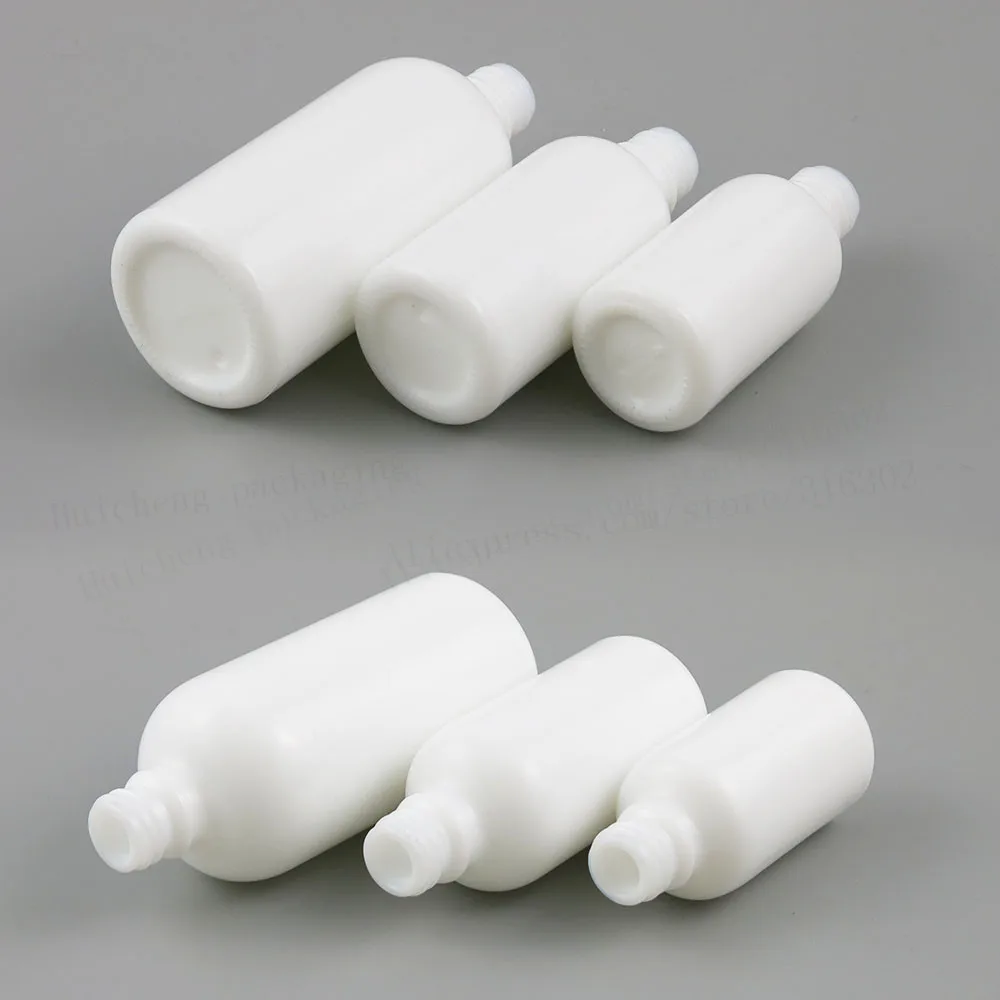 

12 X High Quality Refillable Natural White Glass Bottle With Childproof Cap 30ml 50ml 100ml 1OZ White Glass Drop Containers