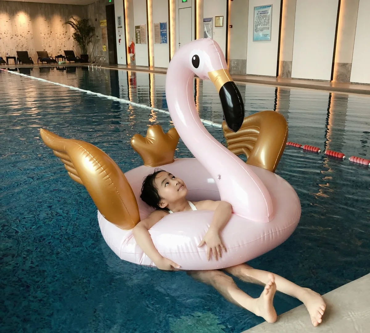 Rose Gold 130cm Giant Inflatable Flamingo Pool Float Newest Pink Ride-On Swimming Ring For Adults Summer Water Holiday Party Toy | Игрушки и