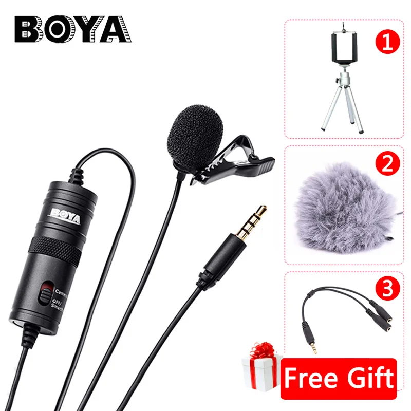 kit 2 BOYA BY-M1 петличный микрофон с отворотом 3,5 мм Аудио Видео фотография Запись для iPhone Android Mac Vlog микрофон для DSLR камеры - Цвет: kit 2