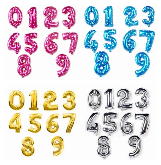 Надувной газовый баллон гелия 16 дюймов с цифрами цифр фольга шары для дня