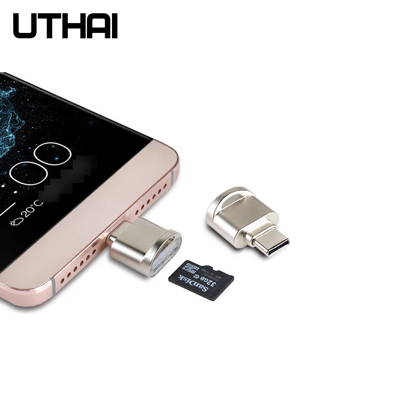 UTHAI C09 mini type C USB3.1 Micro SD кард-ридер TF карта памяти адаптер для Macbook или смартфона с