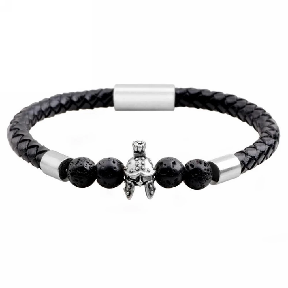 BRT0036 Volcano Lava Black Brown Helmet Bracelet with Restoring Ancient Jewelry | Украшения и аксессуары
