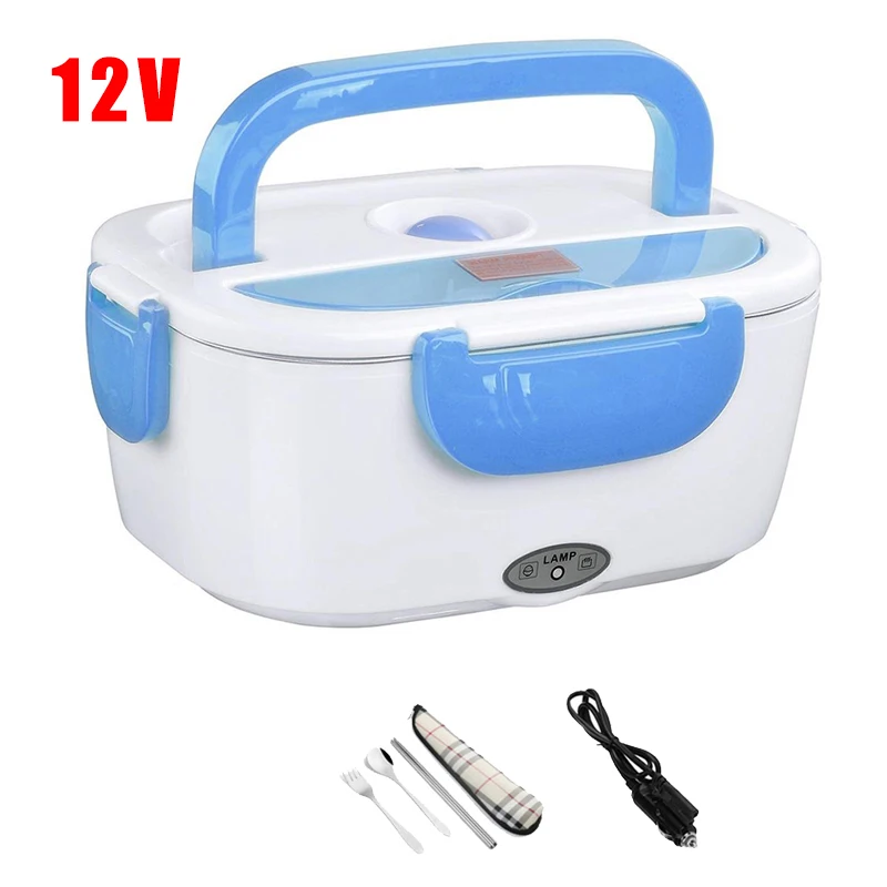 12V Blue- Tableware 12 В 24 в автомобиль грузовик Электрический Bento коробка нагреватель грелка контейнер для хранения еды 304 нержавеющая сталь Ланч Бокс школьная сумка посуда - Цвет: 12V Blue- Tableware