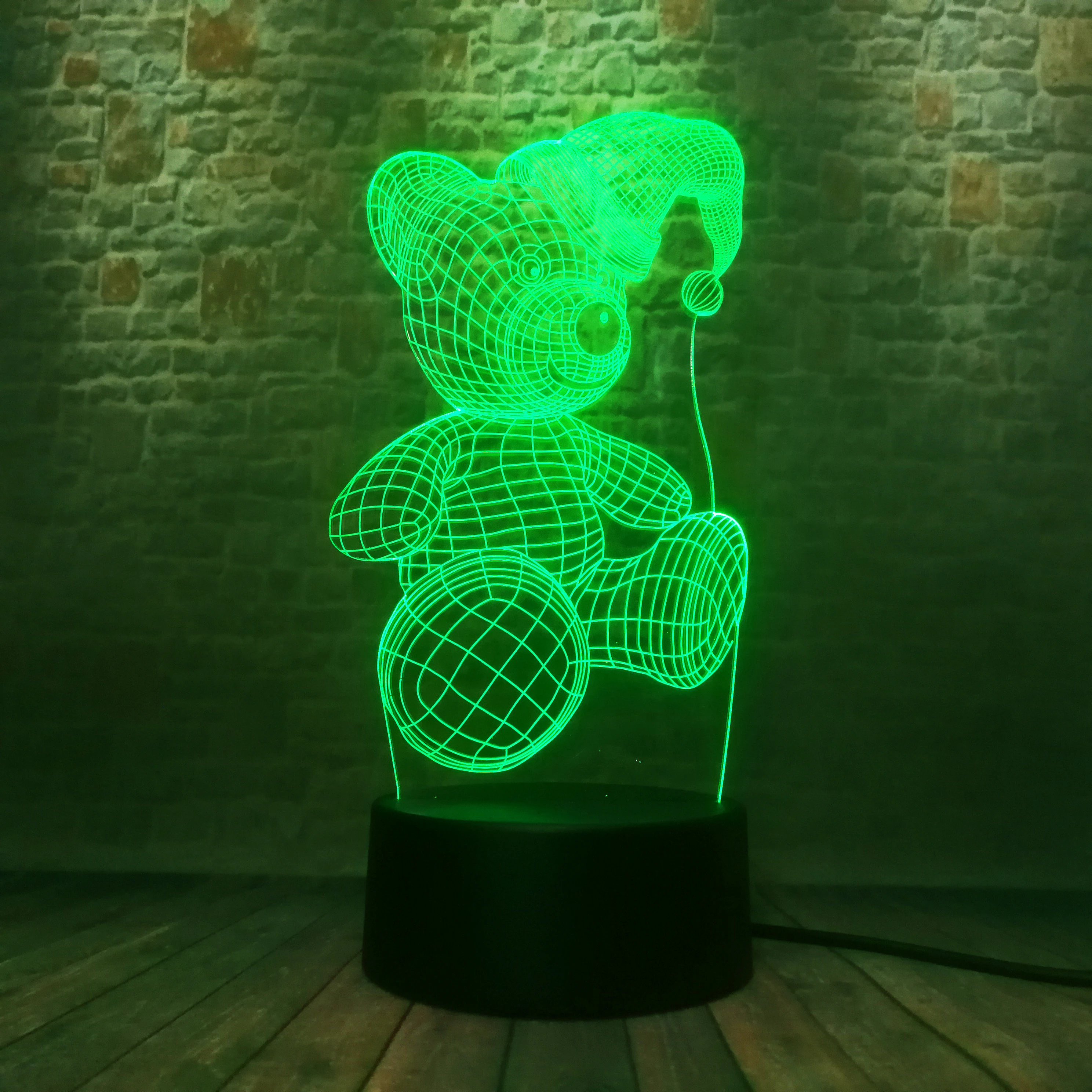 Хит! 3D Рождество Bear7 цветов Изменение ночные светильники Спальня ребенок Спящая