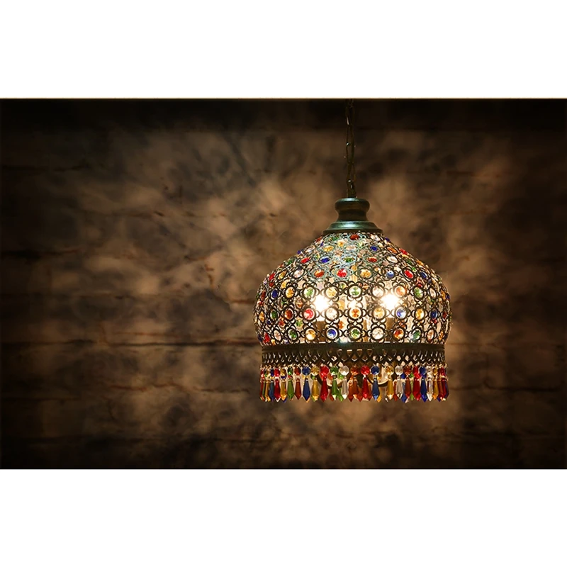 Bohemian Crystal Pendant Lamp Light Wrought Iron Lamps for Kitchen Island Dining Living Room Decoration Mediterranean | Освещение