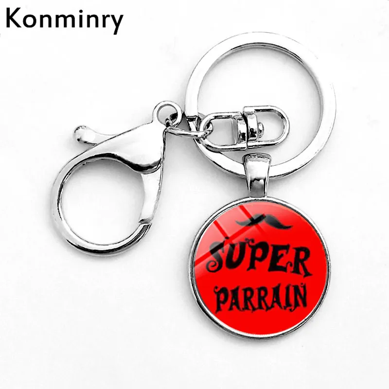Konminry Hook Meilleur Parrain стеклянный брелок стеклянная подвеска супер ТАТА тонтон французские буквы искусство Дизайн брелка цепь ювелирные изделия - Цвет: 10