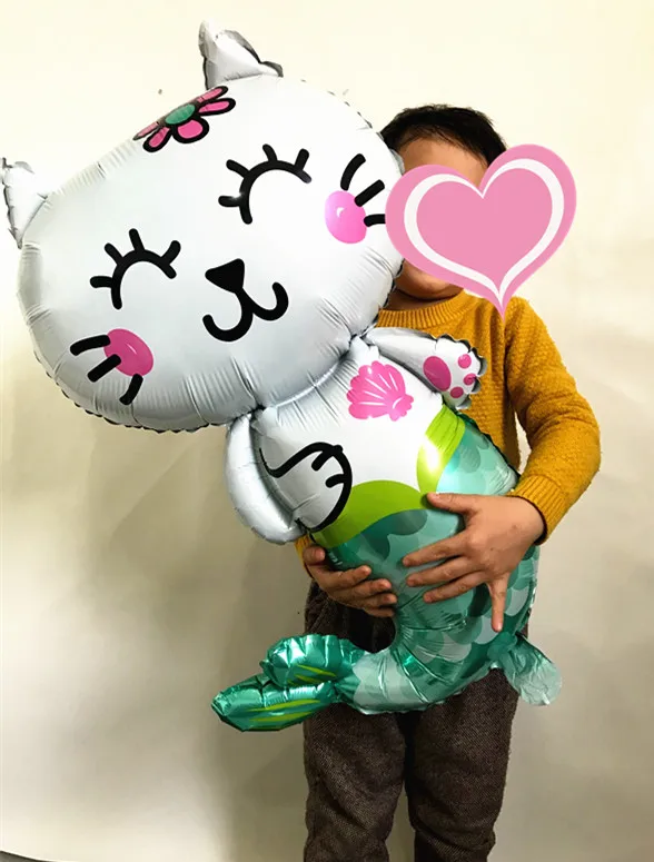 Новый 80*45 см кошка рыбы Русалка фольгированные шары День рождения Baby shower