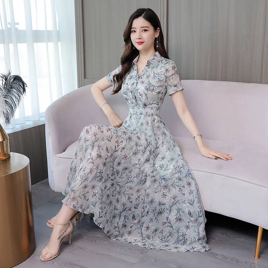 Женское шифоновое платье Макси Boho винтажное длинное пляжное большого размера 3XL