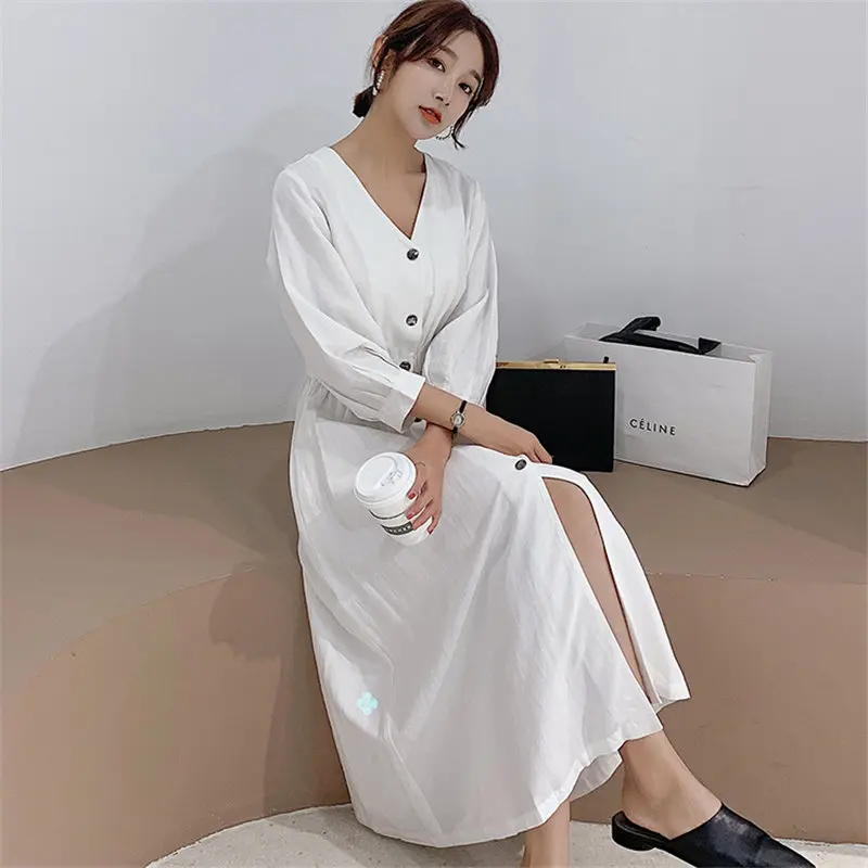 Женское однобортное платье Alien Kitty белое повседневное приталенное свободного