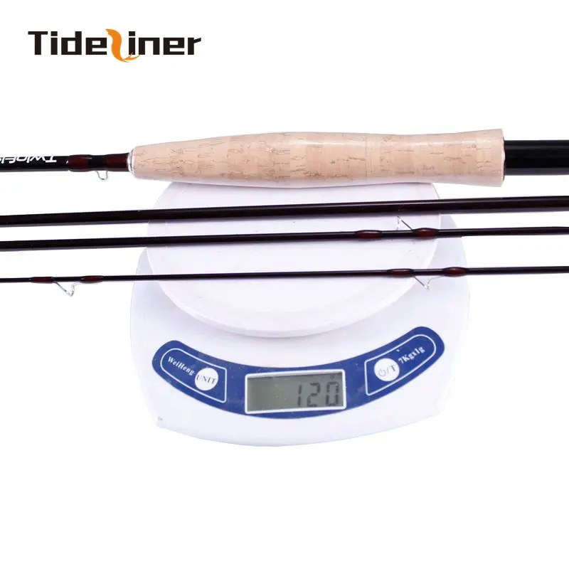 Tideliner Fly fishing rod carbon fiber spinning 2.4m 8ft 3/4# fly rods 4 Segments cork handle slow action tackle | Спорт и