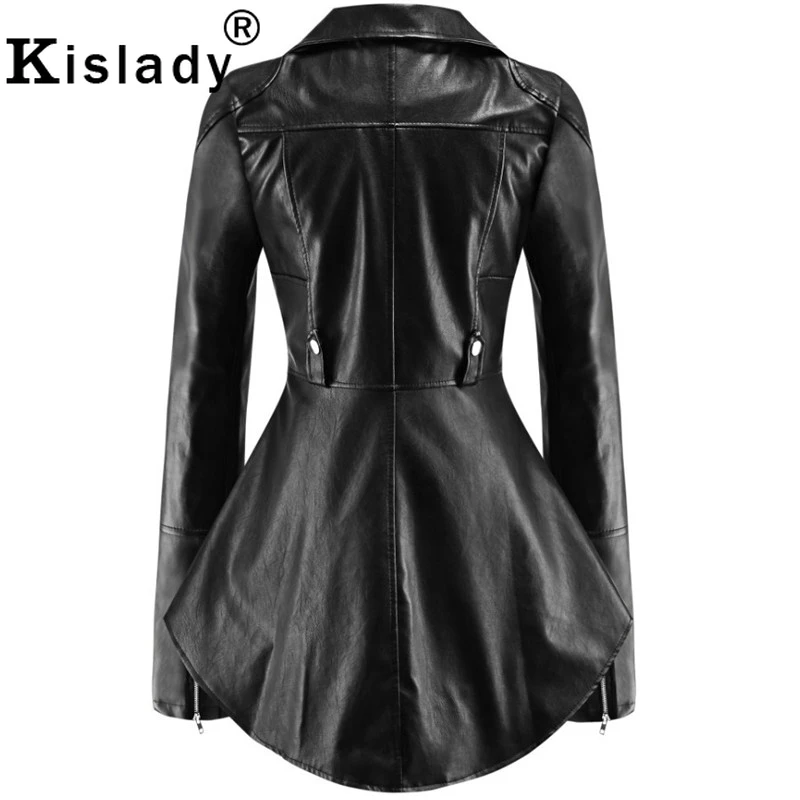 Женская длинная куртка из искусственной кожи готический тренчкот 3XL с