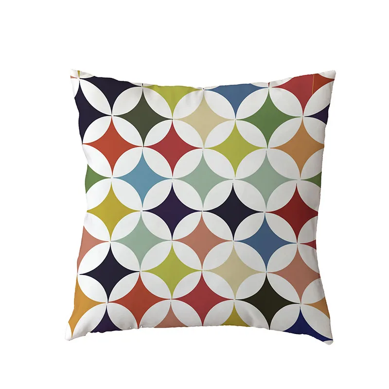 Цветной геометрический чехол для подушки с изображением жирафа прямоугольной