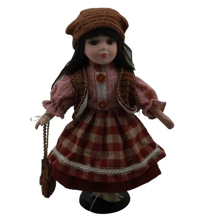 

30cm apron dress rural Field Village porcelain Leisur girl doll European ceramic doll style home decoration Christmas gifts