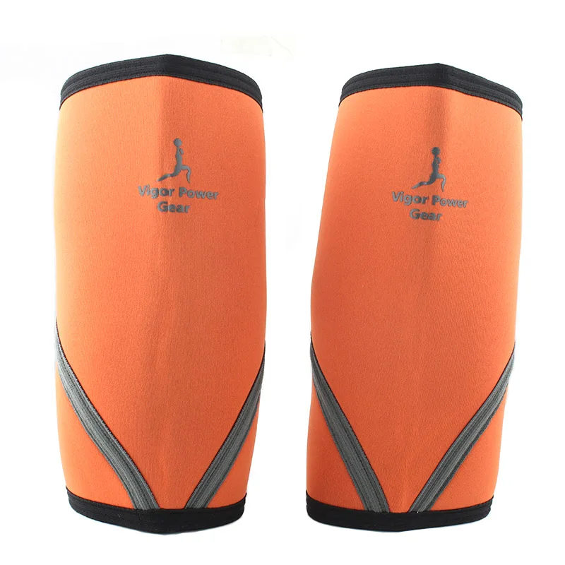 orange Vigor power Gear 7 мм наколенники поддерживающие силовые спортивные Тяжелая атлетика сильные SBR наколенники для фитнеса Кроссфит - Цвет: orange