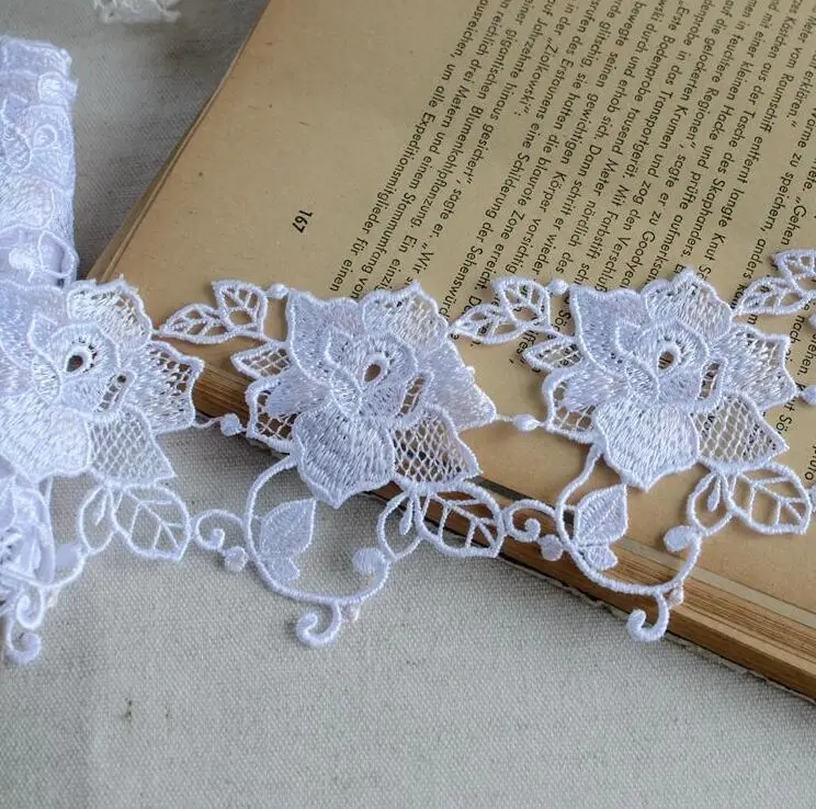 Кружевная отделка из полиэстера белый розовый и бежевый 1 метр 6 см в ширину