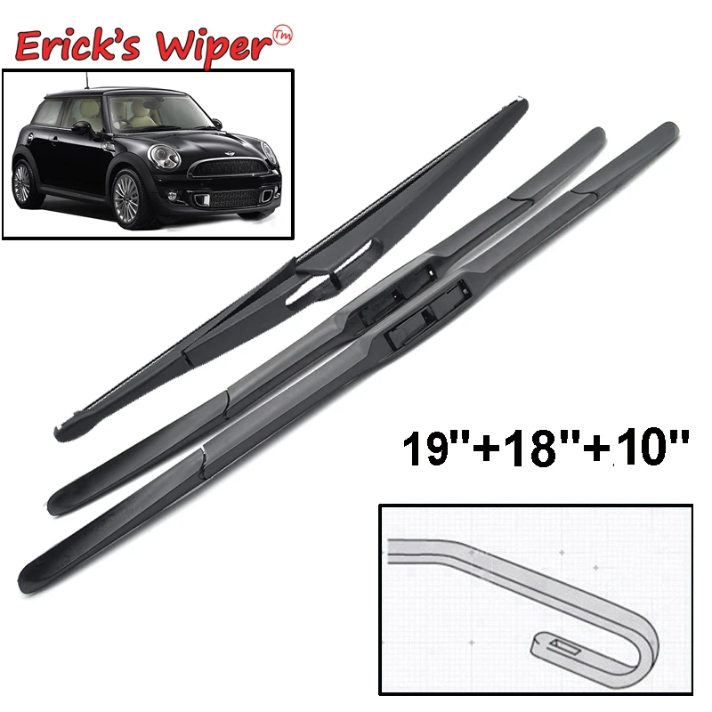 

Erick's Wiper Front & Rear Wiper Blades Set For Mini Cooper R56 Hatch 2007 - 2011 Windshield Windscreen Window Brushes 19"18"10"