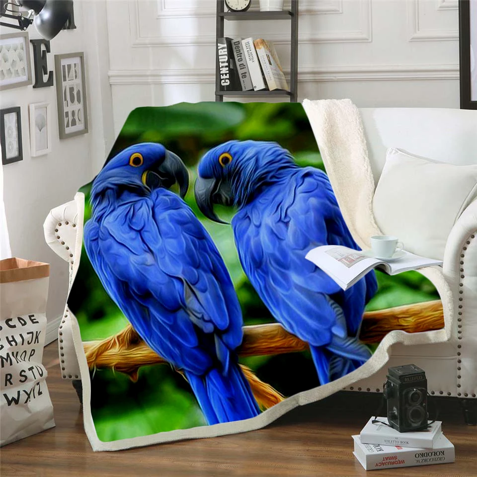 

Plstar Cosmos colorful Parrot brid Blanket 3D print Sherpa Blanket on Bed Kids Girl Flower Home Textiles Dreamlike style-7