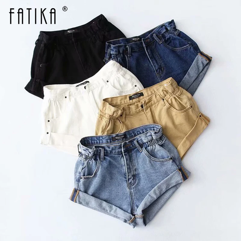 

Женские винтажные шорты Fatika, шорты с высокой талией и карманами на резинке, уличная одежда на лето 2019