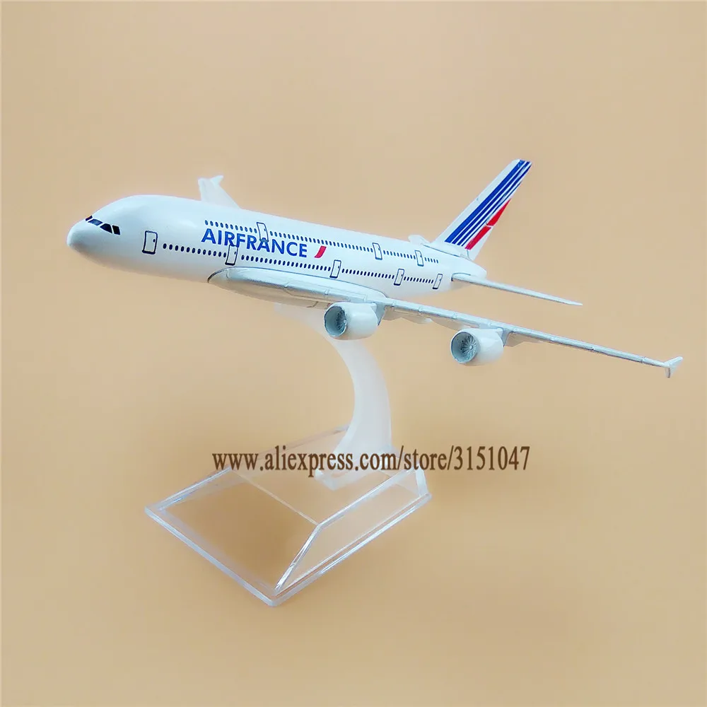 Сплав металла воздушный Франция авиакомпаний A380 модель самолета AirFrance Аэробус 380 дыхательные пути самолет модель стенд летательные аппараты детские подарки; каблук 16 см