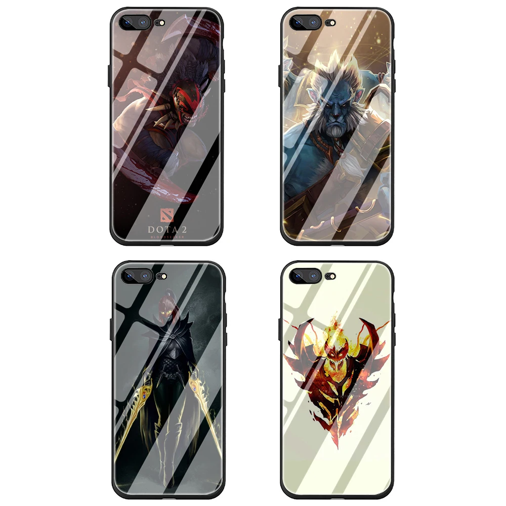 Dota 2 Heros закаленное стекло ТПУ черный чехол для iPhone 5 5S 6 6s 7 8 plus X XR XS 11 pro Max|Бамперы| |