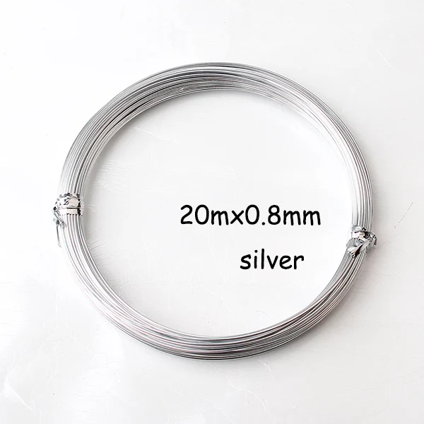 Silver Толщина 0,8 мм 20 Калибр Серебро Золото Skyblue цветная алюминиевая проволока для изготовления ювелирных изделий 20 м Катушка ремесло мертвой мягкой анодированной проволоки - Цвет: Silver