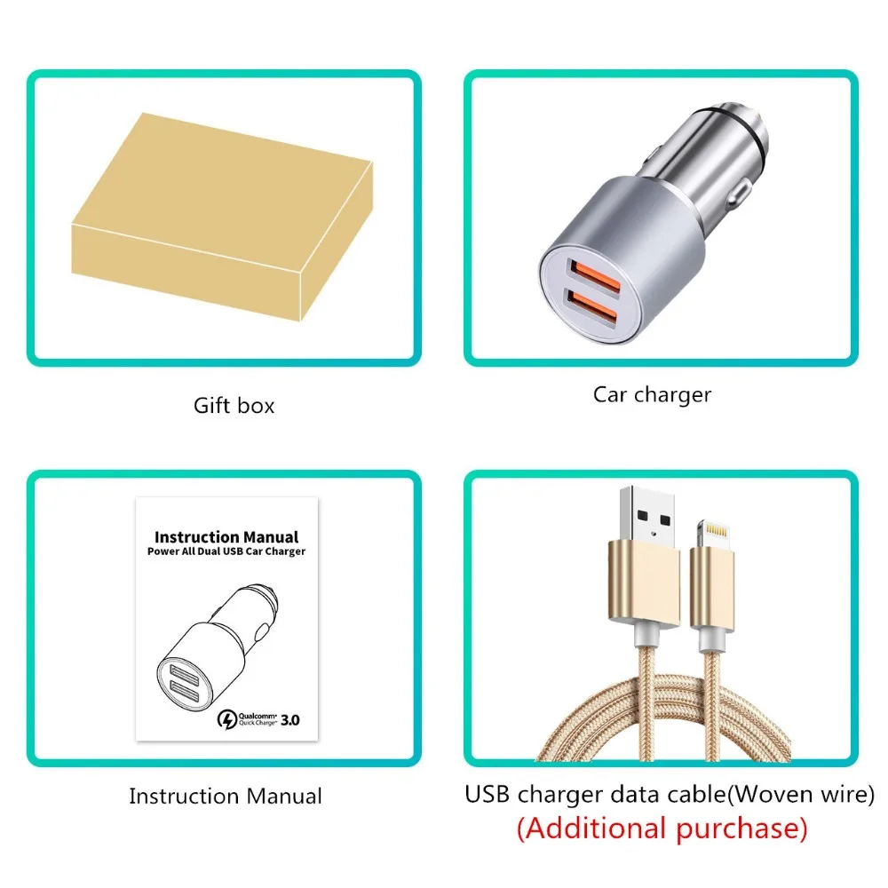 SUNNYBOXPRO QC3.0 автомобильное зарядное устройство 5 В/3A dual USB быстрое 9 В/2A 12 В/1.5A из