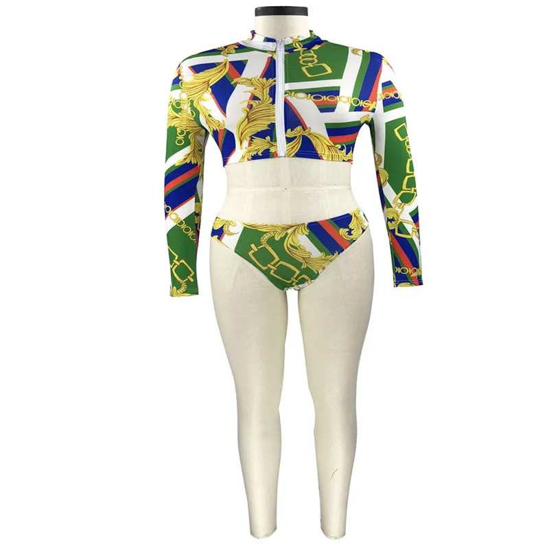 Консервативное бикини комплект для купания с длинным рукавом на молнии