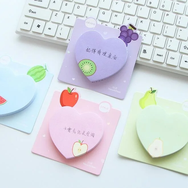 12 упаковок/партия Kawaii сердце фруктовый дизайн удобный блокнот липкий для
