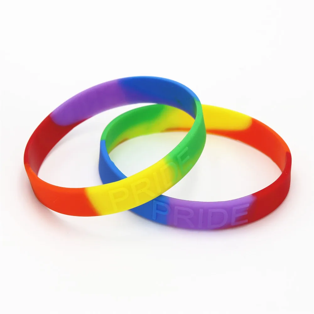 1 шт. хит продаж модный Радужный цвет силиконовый браслет тисненый логотип