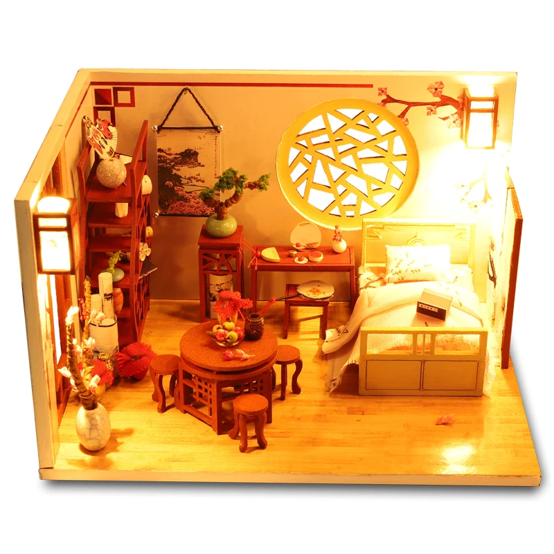Детские игрушки Diy кукольный домик собирать деревянные Miniaturas кукольный дом мебель миниатюрный кукольный домик Головоломка Развивающие игрушки для детей
