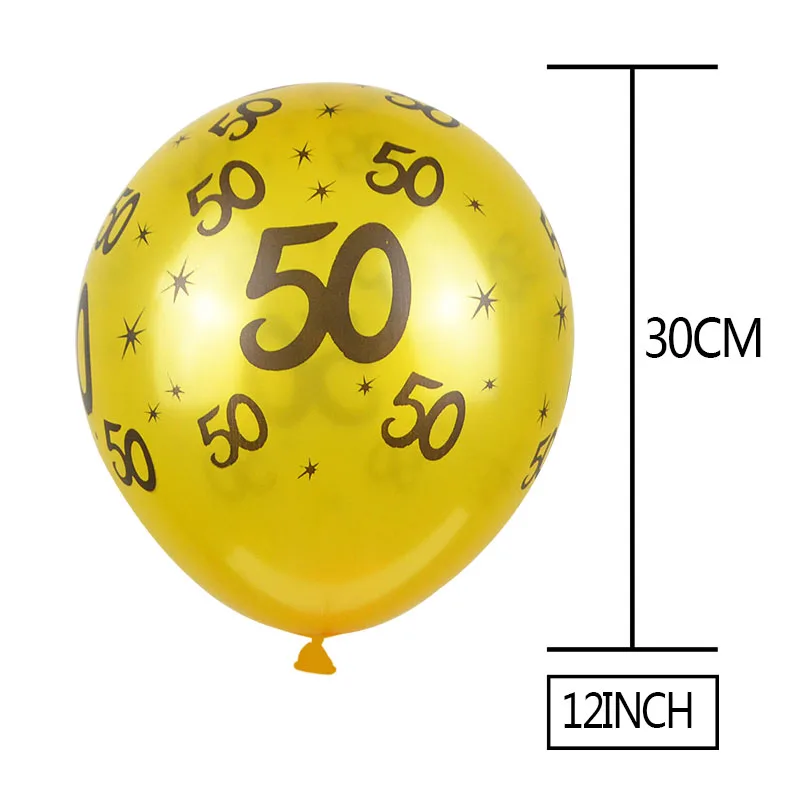 10pcs 12inch 50globo 18/21/31/40/50th черный золотой счастливый посуда для вечеринки в честь Дня Рождения наборы скатерть чашки тарелки салфетки Свадебные принадлежности для юбилейной вечеринки - Цвет: 10pcs 12inch 50globo