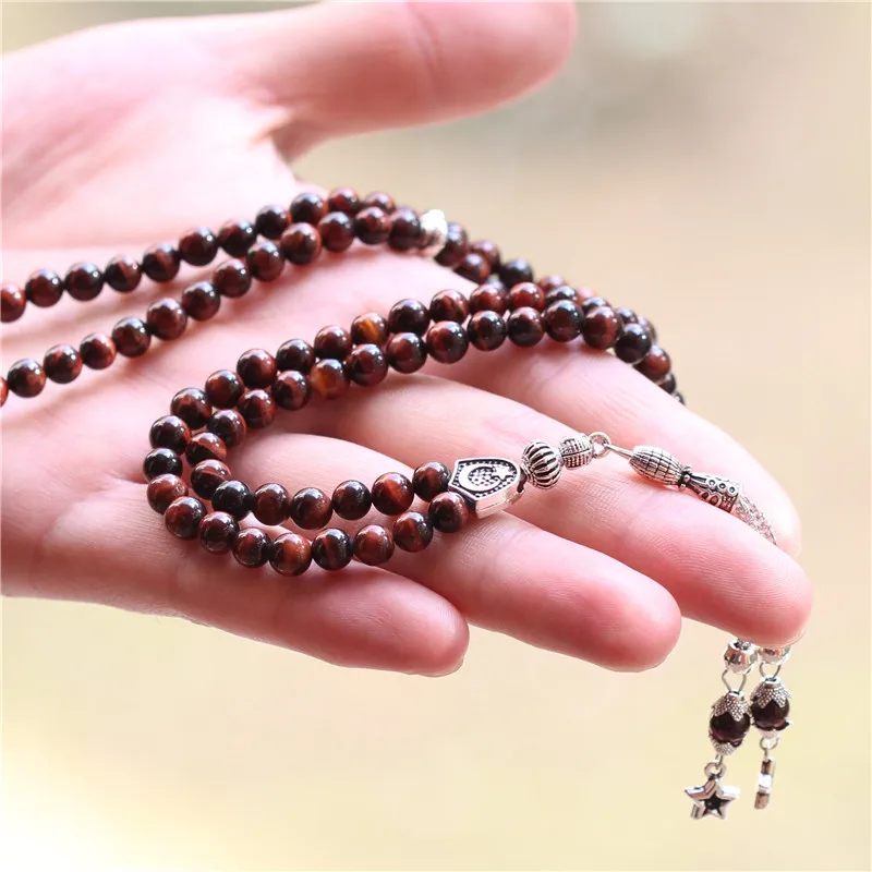 LOSHEREN islam Tasbih натуральный камень тигровый глаз бисерные браслеты на руку Misbaha мусульманские четки 99 подарки ювелирные изделия для Рамадана