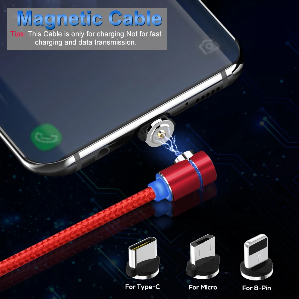 Магнитный светильник на 90 градусов для быстрой зарядки Micro USB и type-C для iPhone X XR 6 7 8 Plus и xiaomi samsung S9