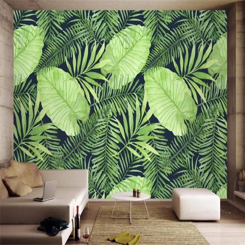 

beibehang Custom 3d wallpaper Nordic leafy plants hand painted wall paper Living room bedroom TV backdrop Wall home decor