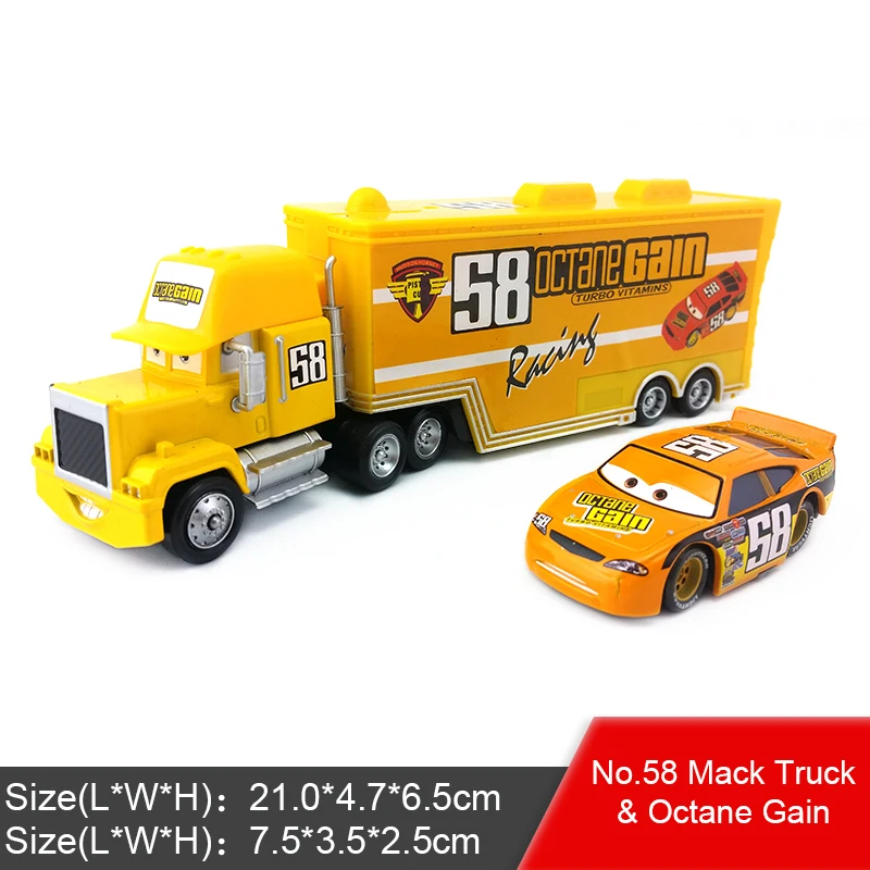 Mack and No.58 Disney Pixar Cars 2 3 Lightning McQueen Jackson Storm Mack Uncle Truck King 1:55 автомобиль из литого металла игрушка для детей подарок - Цвет: Mack and No.58