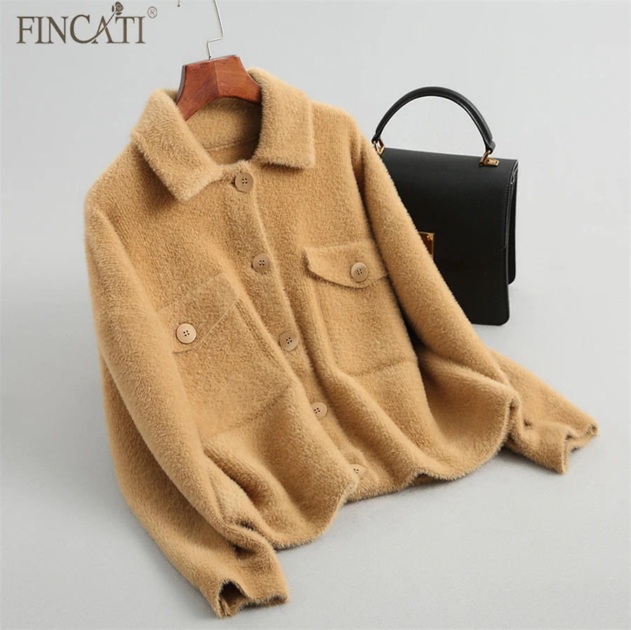 Женское зимнее пальто Fincati 2018 новое поступление с отложным воротником