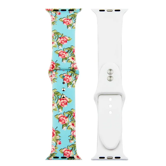 Ремешок с принтом для Apple watch 44 мм 40 мм iWatch 42 мм 38 мм силиконовый спортивный браслет ремешок для Apple watch 5 4 3 21 серия 38 - Цвет ремешка: 5
