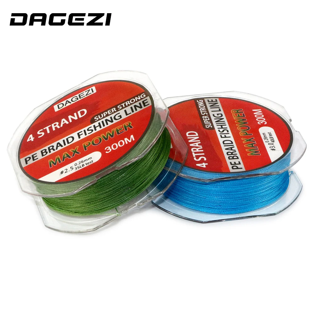 Суперпрочная 4 жильная плетеная рыболовная леска DAGEZI 300 м/100% ярдов ПЭ 10 80 анг. Фунт.