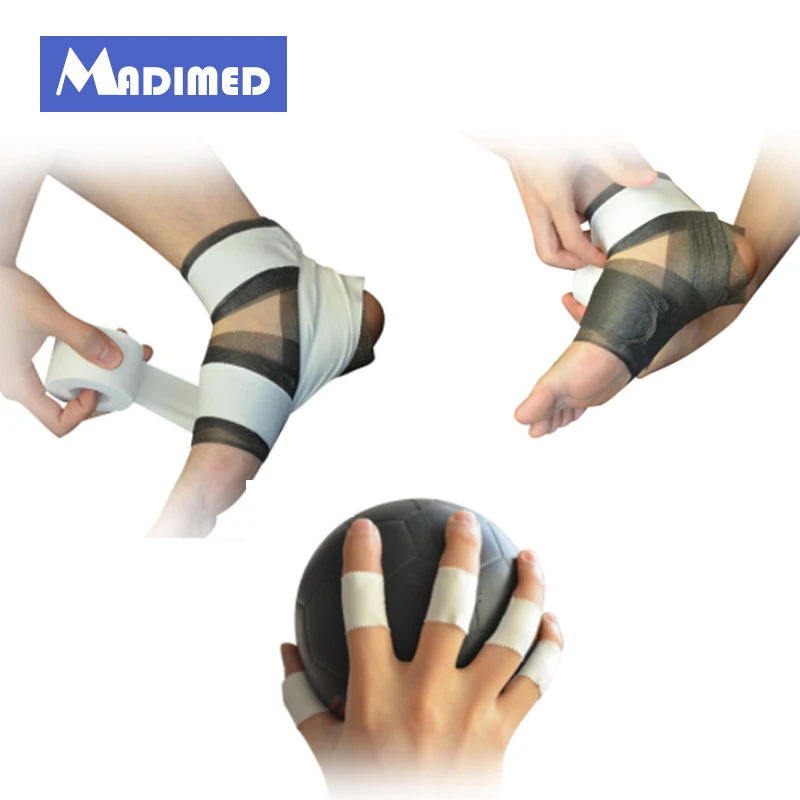 MADIMED 6 рулонов/партия хлопковая спортивная лента 2 5 см x 10 м 3 8 Водонепроницаемая