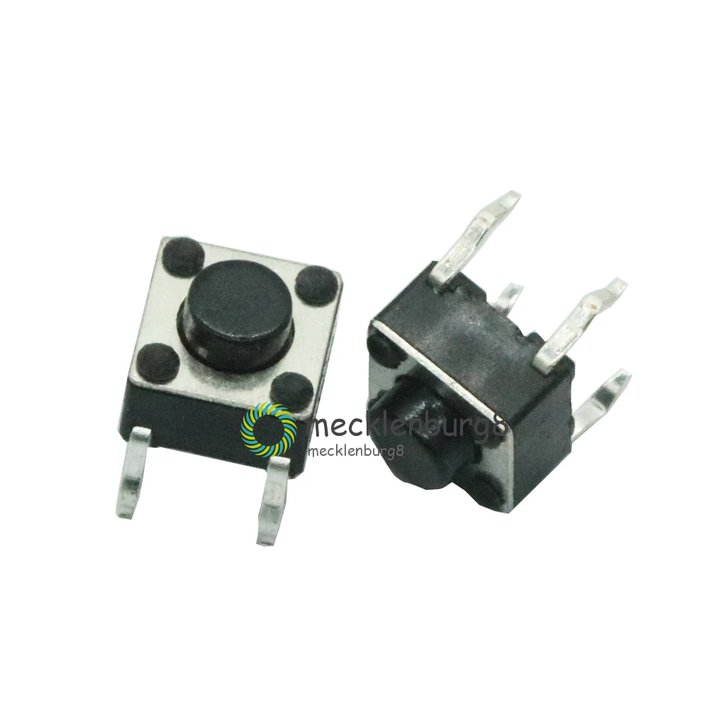 100 Pcs Tactile Switch Tact 6 X 5 Mm 4-pin Dip-micro's Feet Of Vertical Copper Power Button | Электроника