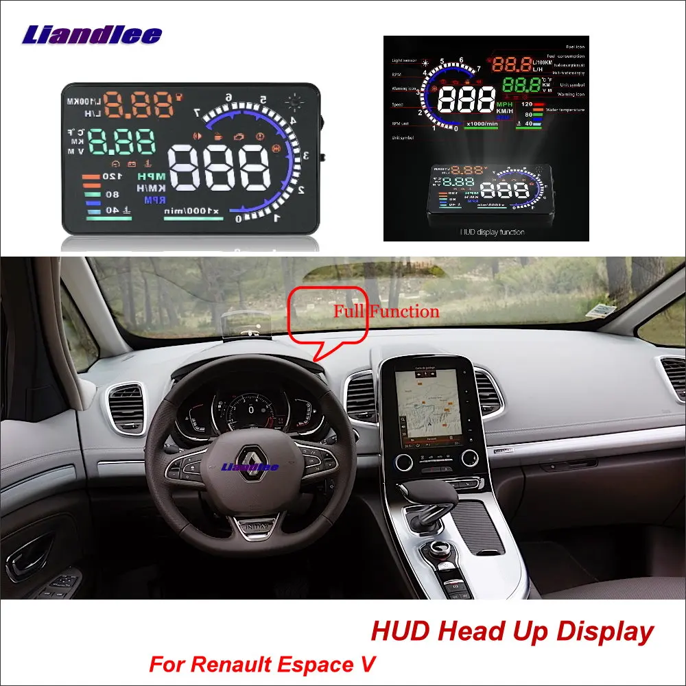 Liandlee автомобильный HUD Дисплей для Renault Espace V 2015 2018 цифровой спидометр расход