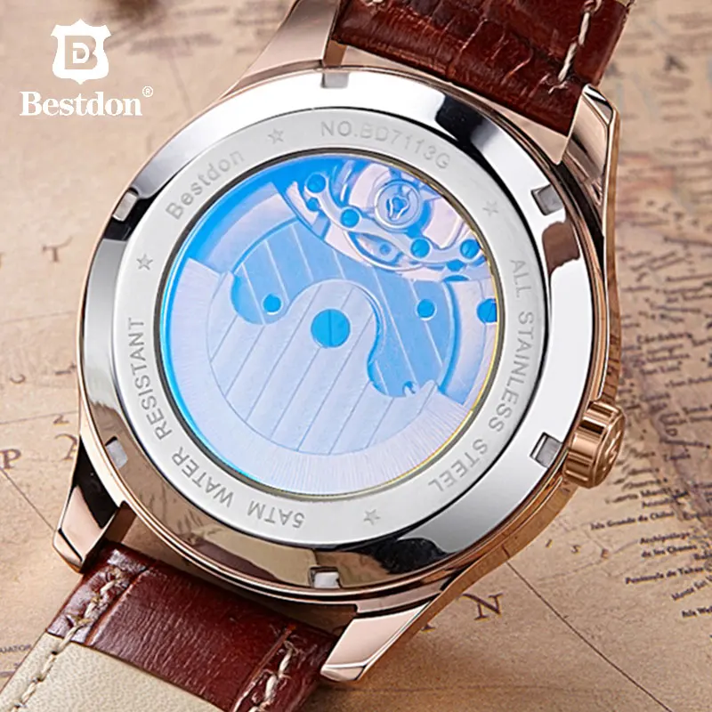 Bestdon New Switzerland Automatic Mechanical Watch For Men Role Elite Brand Skeleton Men's Waterproof 7113 | Наручные часы