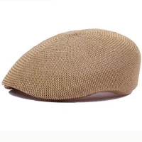 ht2326 summer sun caps men breathable straw hats for men casual advanced forwader ivy beret caps male solid flat berets for men