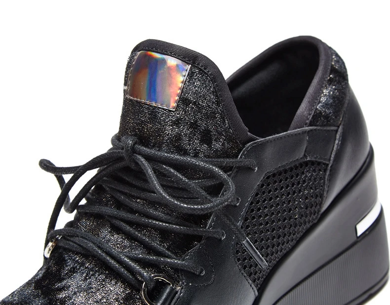 Женская Повседневная обувь из YD-EVER кожи на танкетке модные кроссовки дышащей